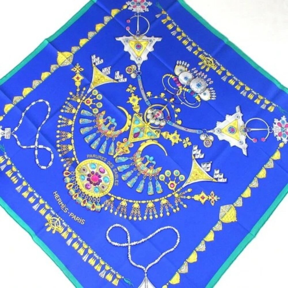 HERMES Carre 90 - Blue Yellow Multi Scarf